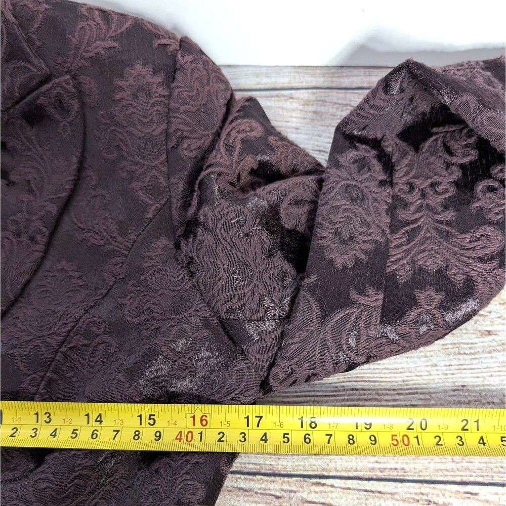 Apostrophe Women's Size 4 Brocade Satin Blazer Purple Whimsygoth Day to Evening - Picture 7 of 16